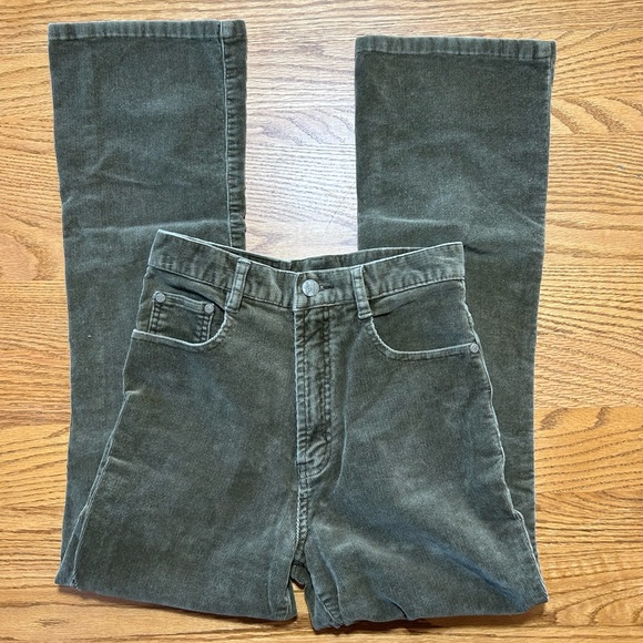 Hao Jun Pants - Vintage Women's Hao Jun Olive HR Corduroy Flare Pants Size 26